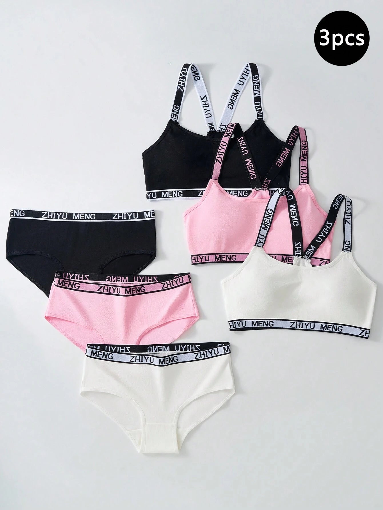 Tween Girls Minimalist Fashion Bra & Panty Set Multicolor