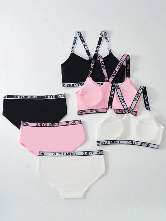 Tween Girls Minimalist Fashion Bra & Panty Set