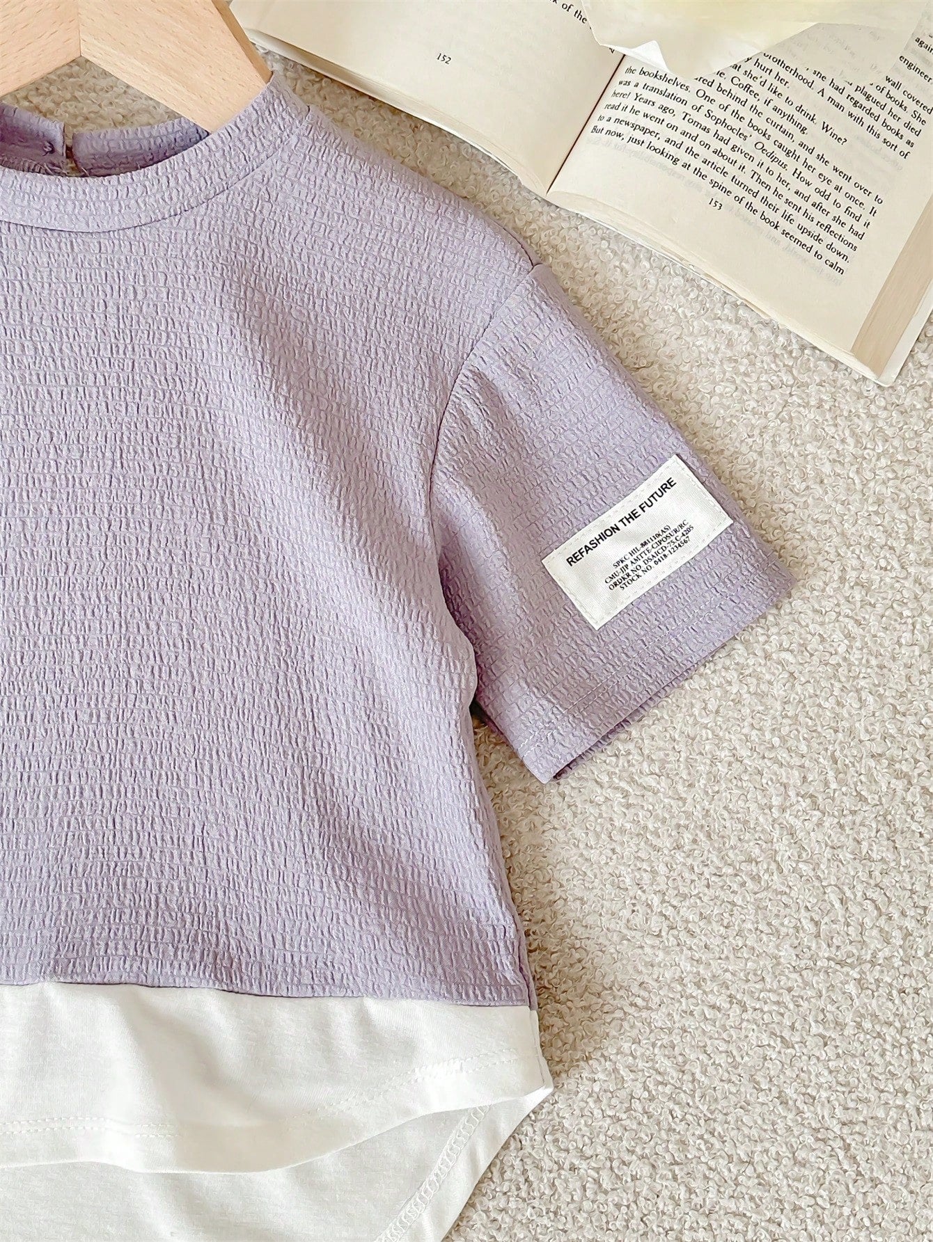 Baby Girl Cute Color Block Knit 2 In 1 Mid-Length Sleeve Top And Elastic Waist Long Pants