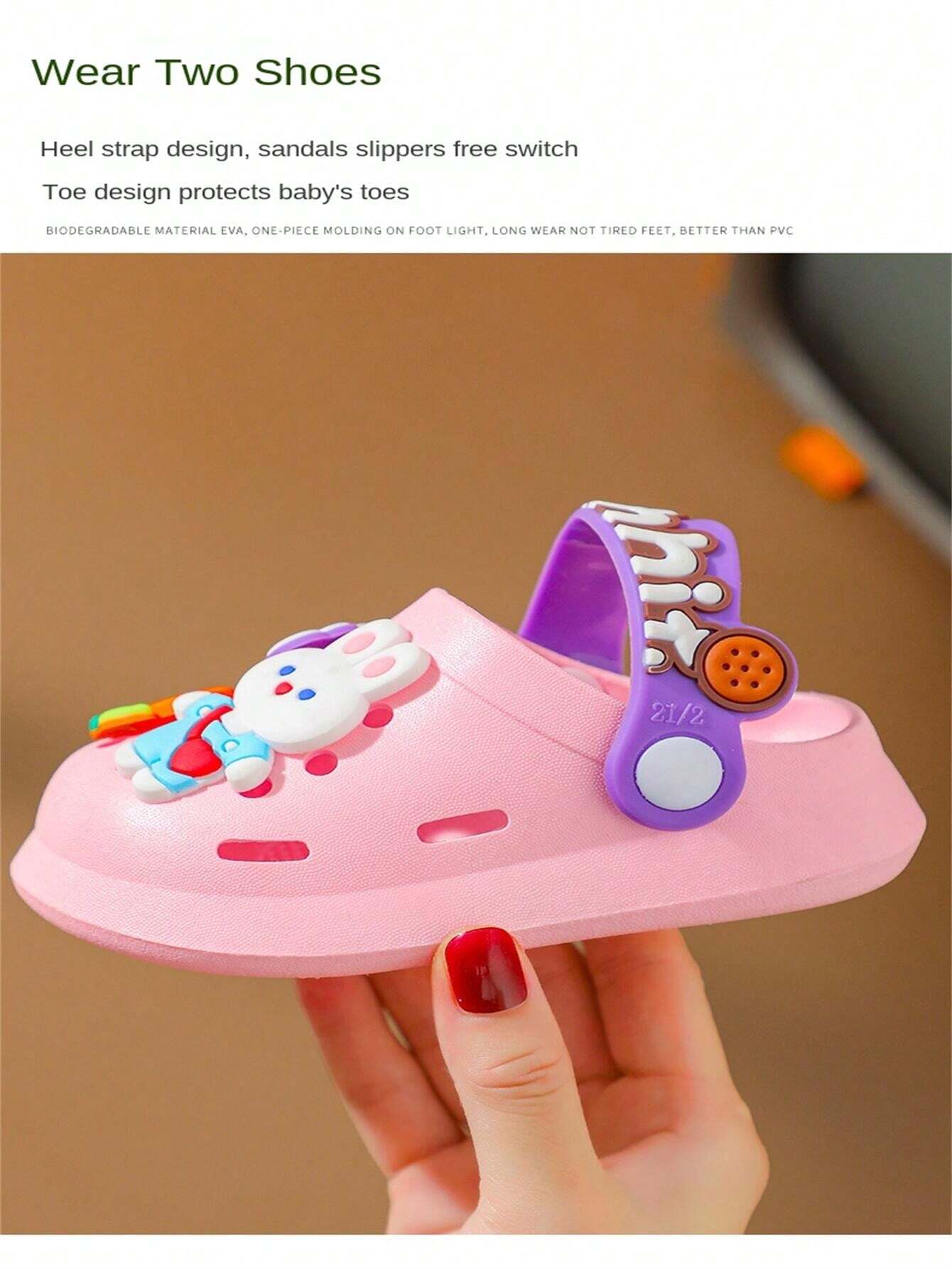 Casual Breathable Girls' Clogs With Cute Cartoon Accessories