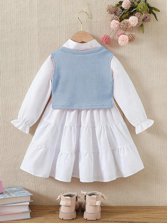 3pcs Young Girl Fashion Elegant Outfit Set
