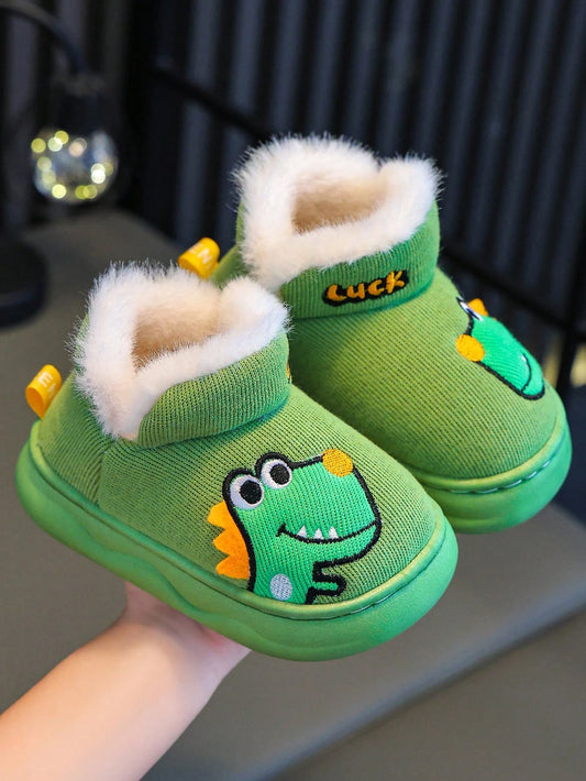 Kids Cartoon Dinosaur Slippers Green