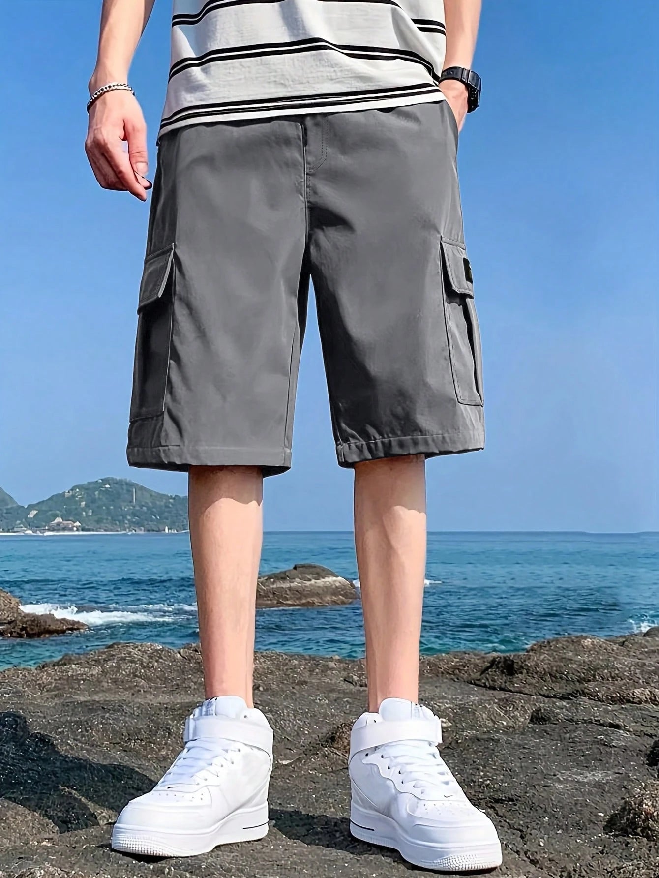 1pc Tween Boy Casual Sports Dark Grey