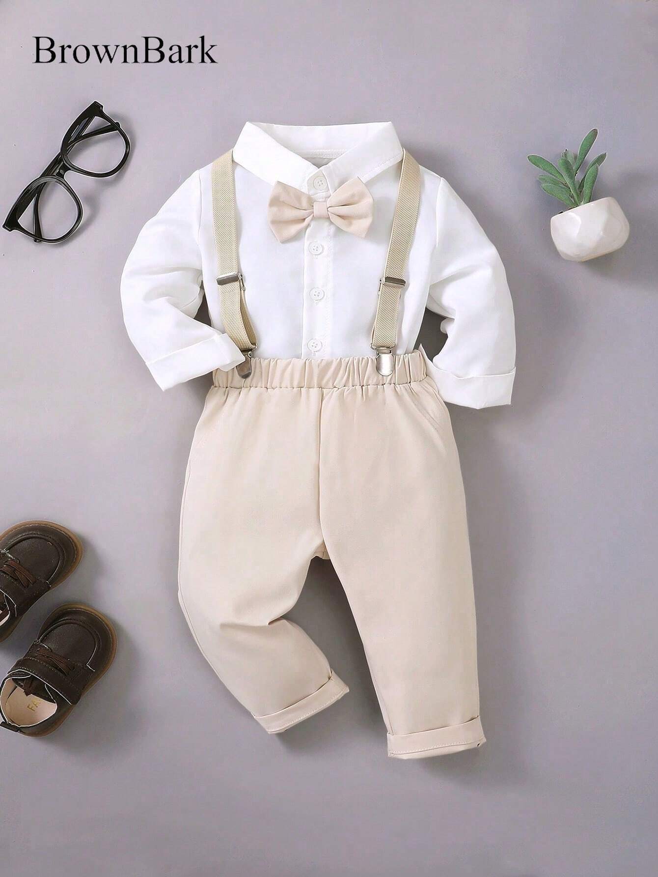 Baby Boy 2pcs/Set Gentleman Style Set Apricot