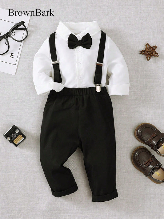 Baby Boy 2pcs/Set Gentleman Style Set White