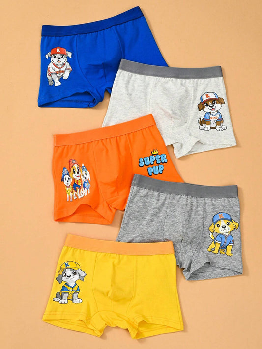 Young Boys Minimalist Stylish Cool Cute Dog Print Pattern Comfortable Boxer Briefs Multicolor