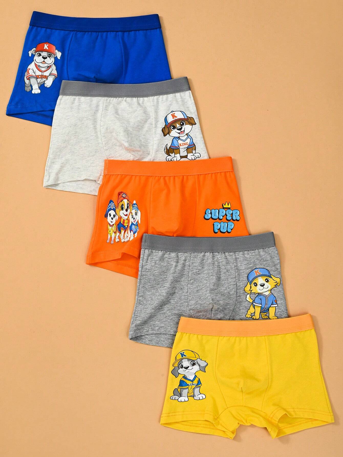 Young Boys Minimalist Stylish Cool Cute Dog Print Pattern Comfortable Boxer Briefs