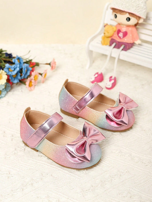 1 Pair Soft Bottom Toddler Girls' Bow Decor Shoes Multicolor