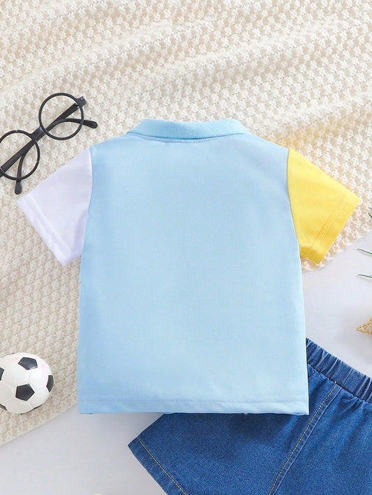 Baby Boy Casual Asymmetric Color Block Top