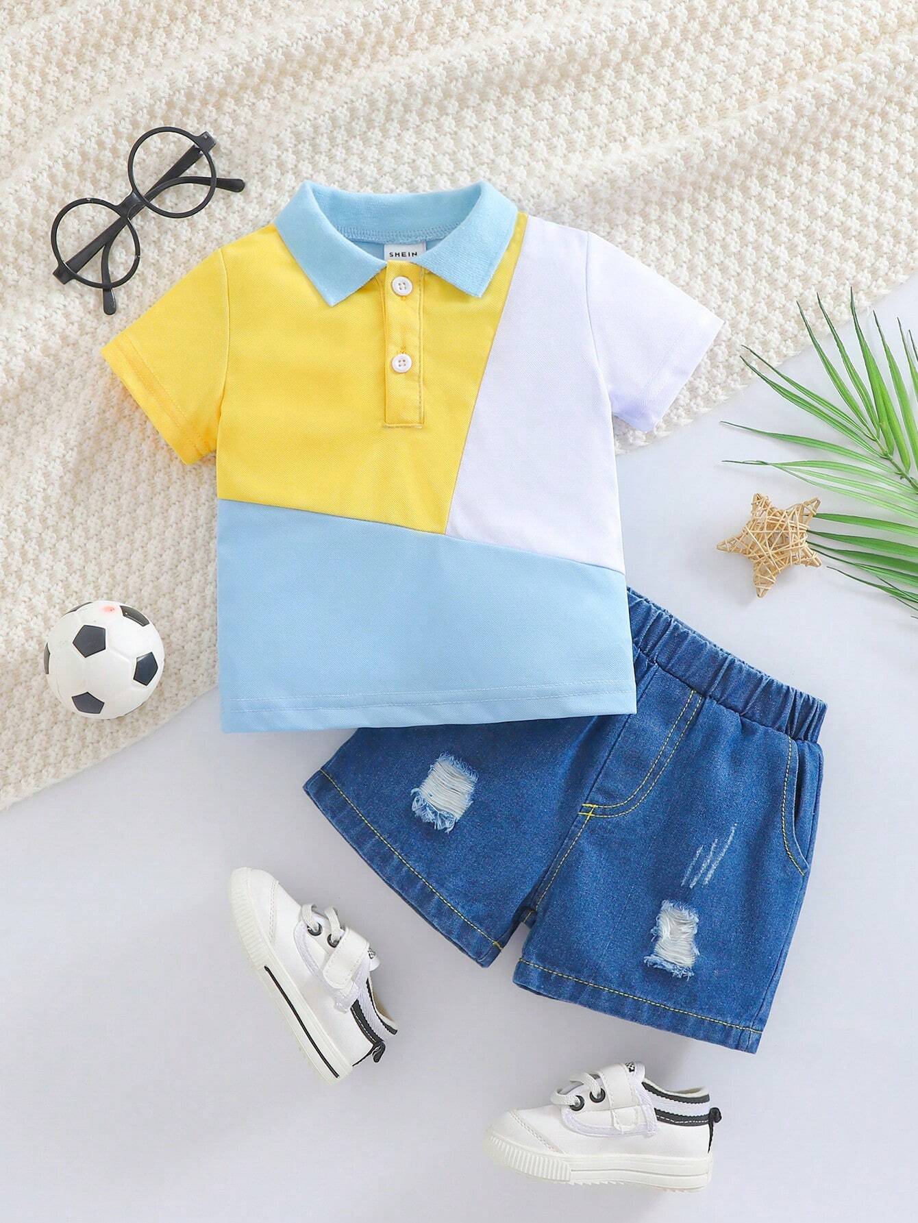 Baby Boy Casual Asymmetric Color Block Top