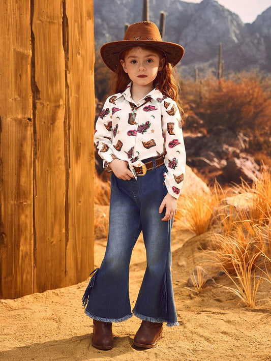 Wildeya Young Girls Western Style Sets Multicolor