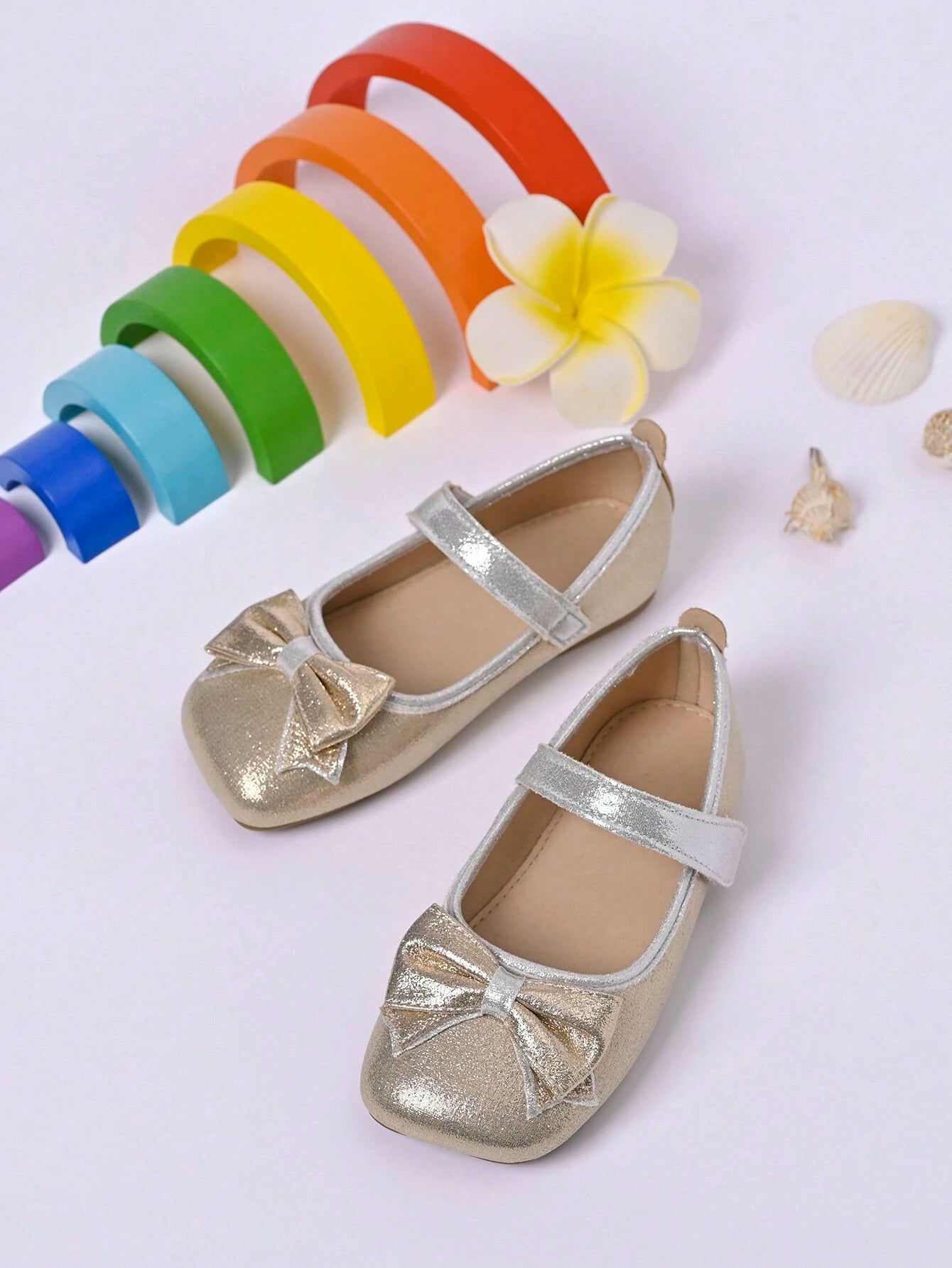 Girls Bow Decor Square Toe Mary Jane Flats