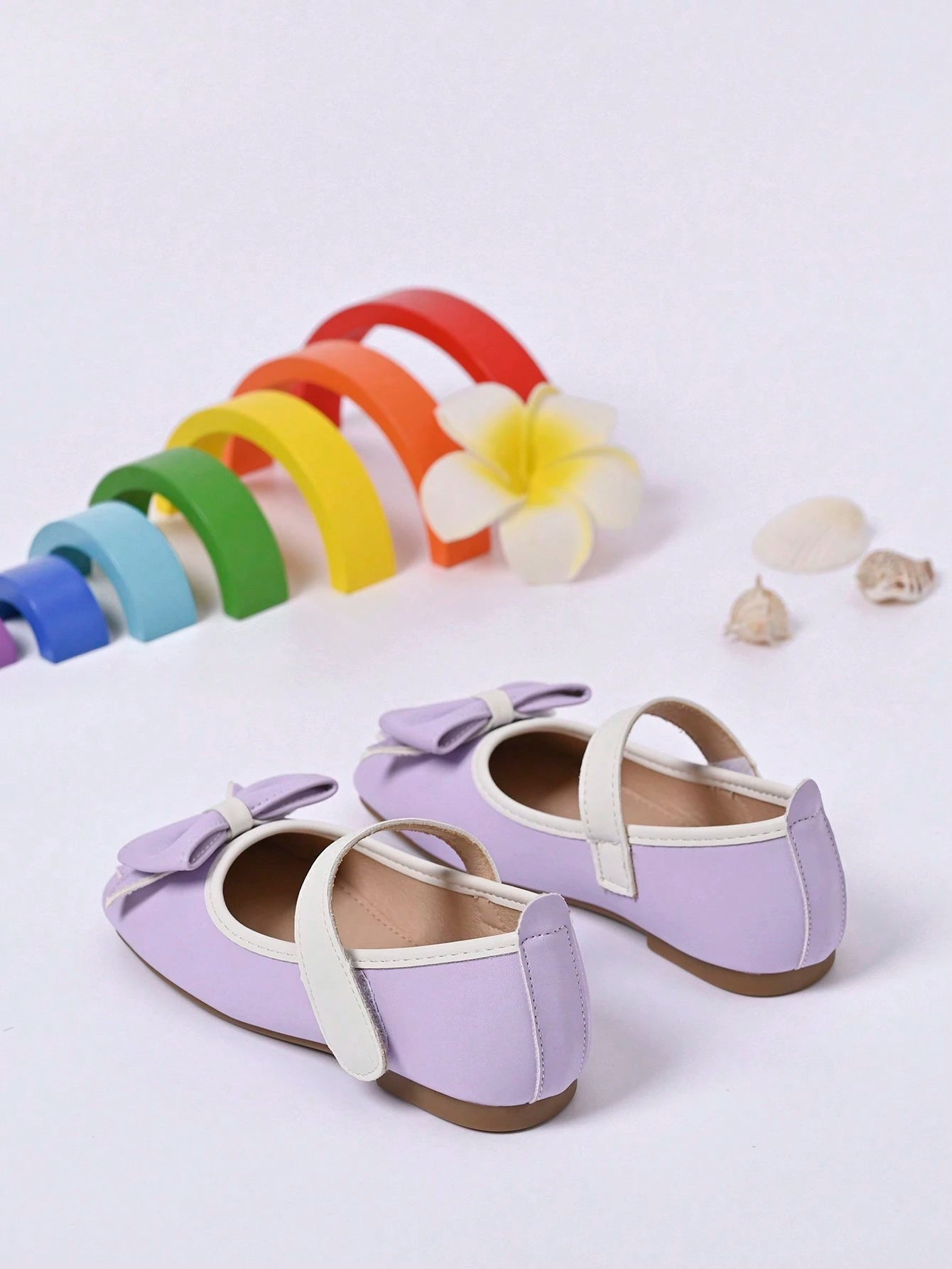 Girls Bow Decor Square Toe Mary Jane Flats