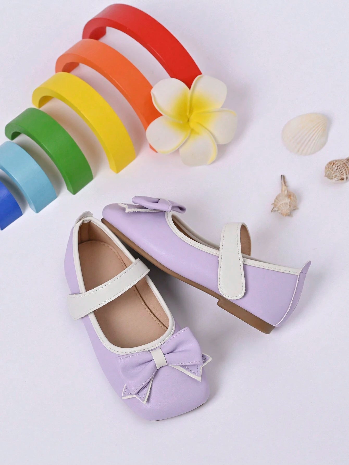 Girls Bow Decor Square Toe Mary Jane Flats