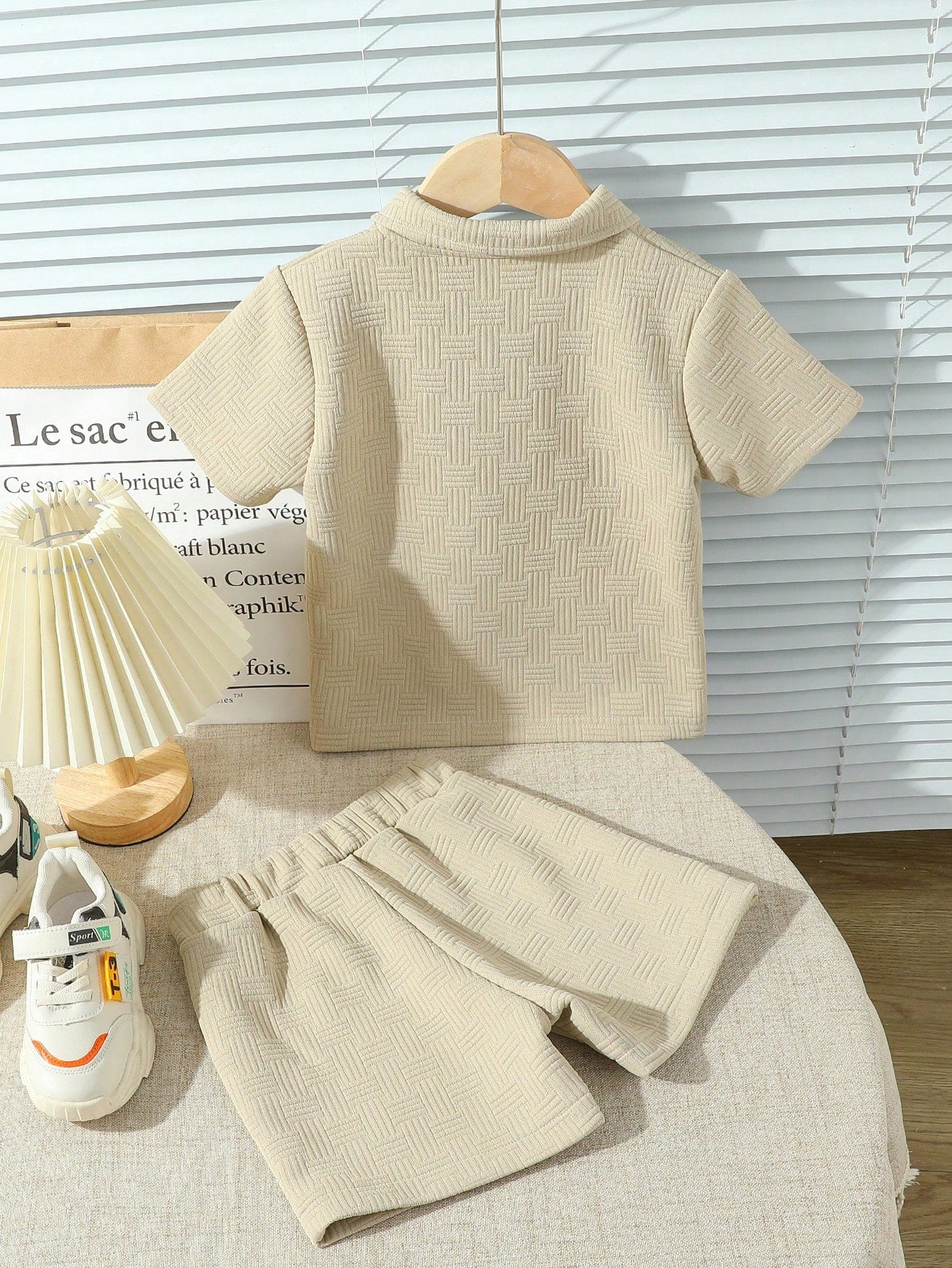2pcs/Set Boy Casual Short Sleeve Polo Shirt With Letter Print And Shorts