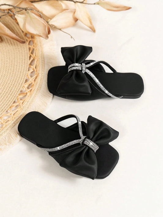 Children's Fashionable Casual Cute Bow Tie Open Toe Slides