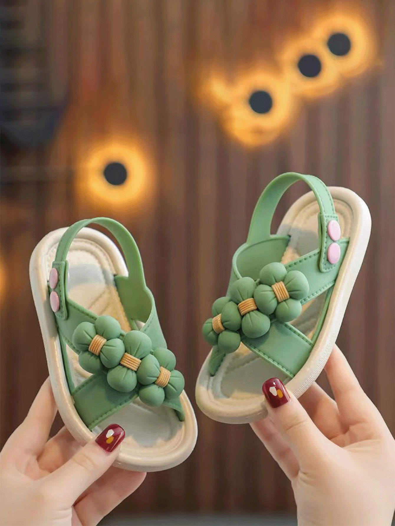 New Beaded Sandals For Girls Green