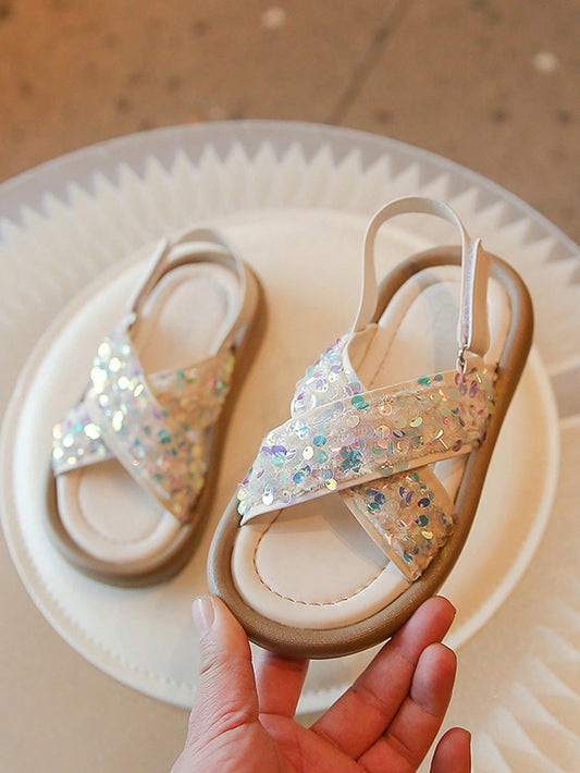 Fashion Glitter Decorative Princess Shoes Beige