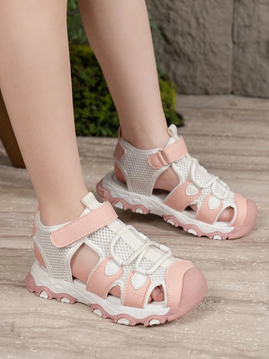 1 Pair Pink Splice Children Sports Casual Sandals Pink