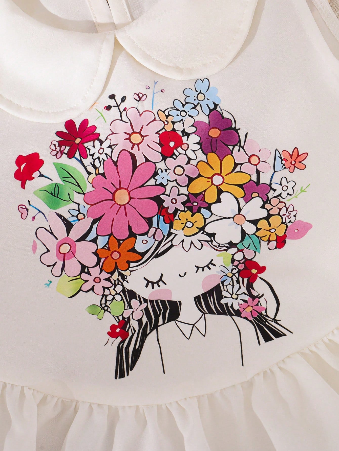 2pcs Girls Floral Print Outfit, Sleeveless Collared Top Paired With Wide Leg Printed Pants