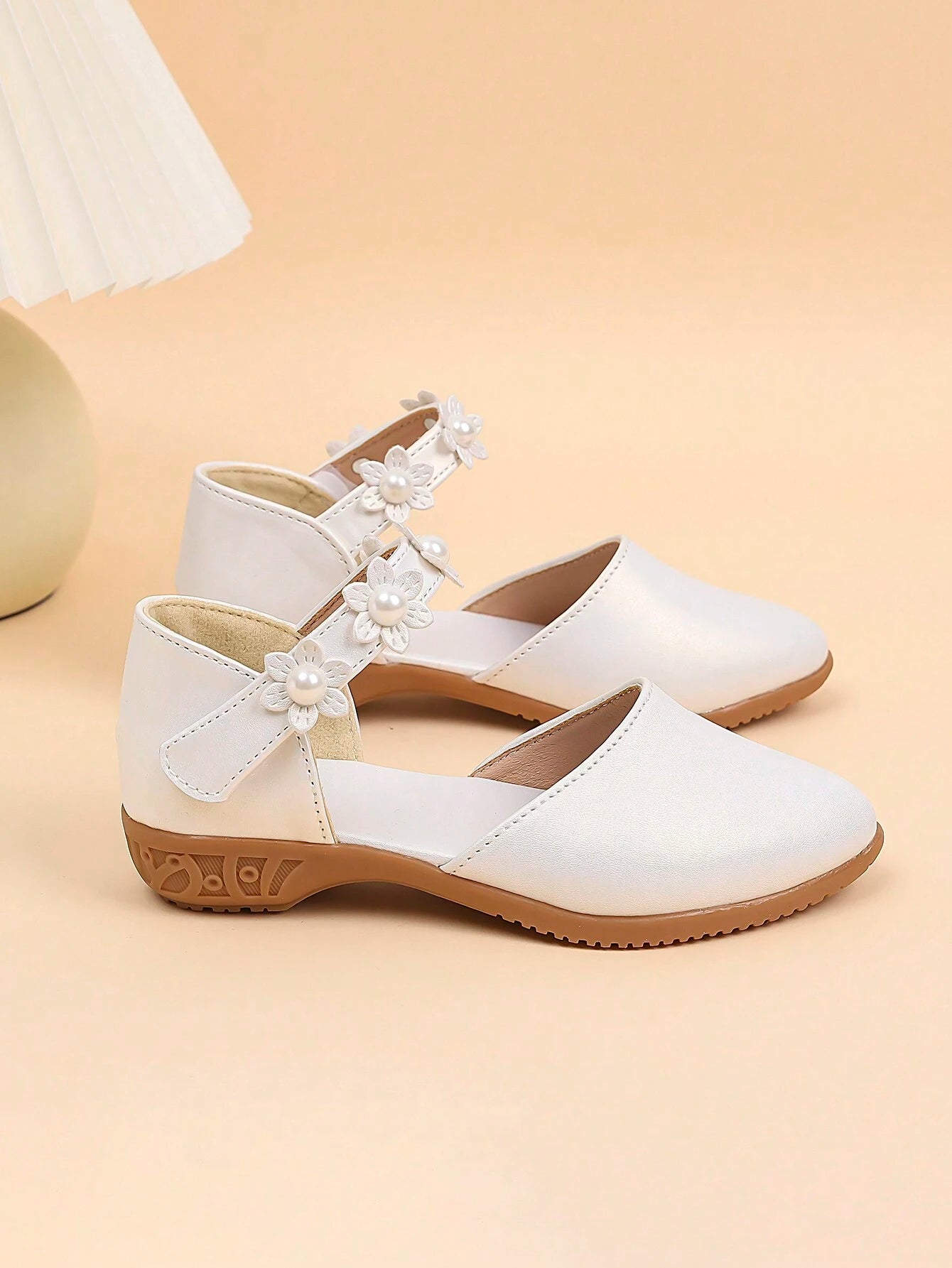 Girls' Floral Decorated Soft Sole High Heel Dress Shoes