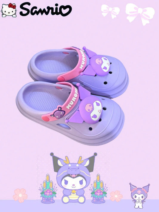Children's Hole Shoes Cute Cartoon Home Indoor And Outdoor Beach Toe Cap Sandals Purple