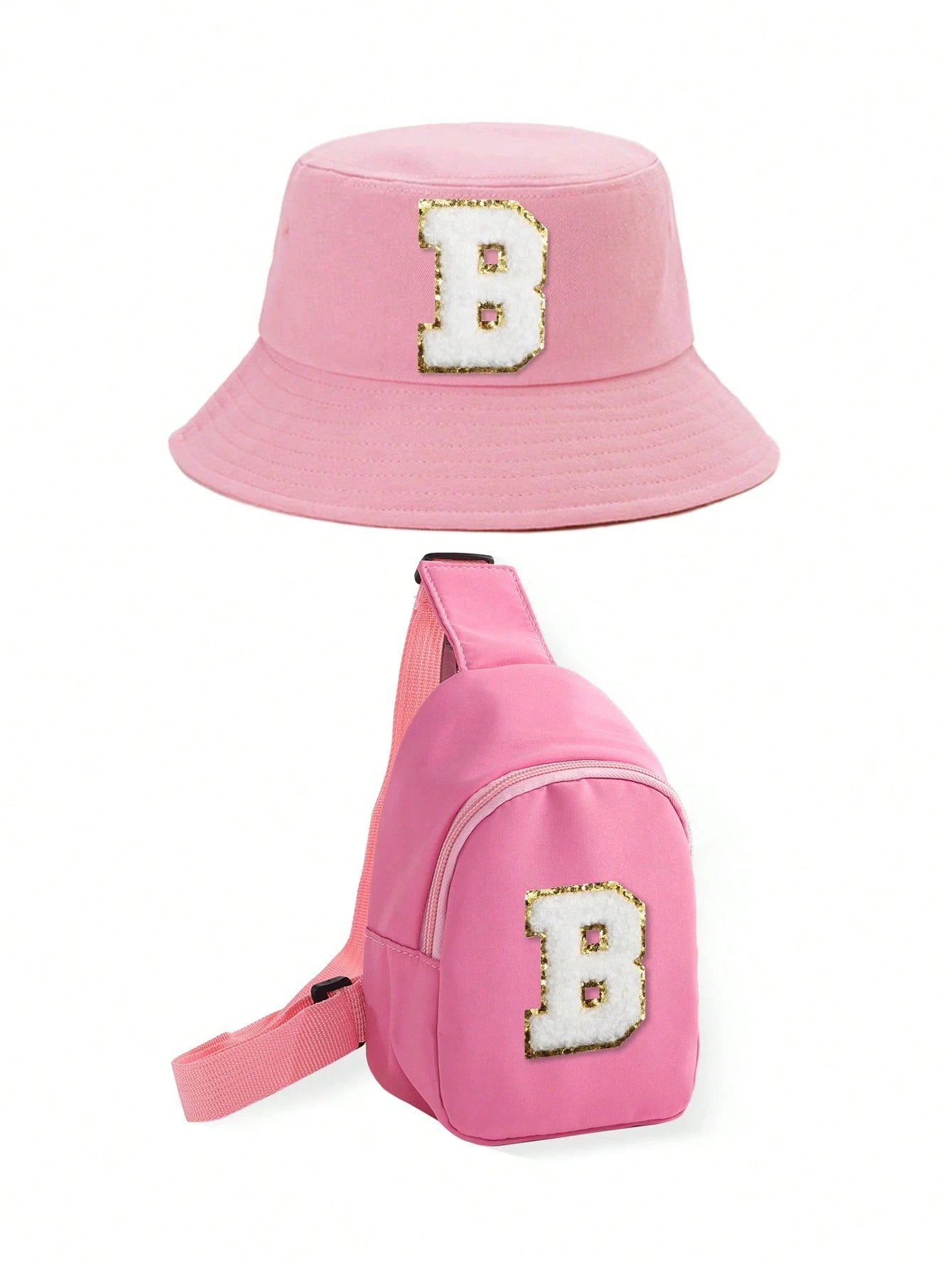 2pcs/Set Kids 26 Letters Bucket Hat And Bag Set