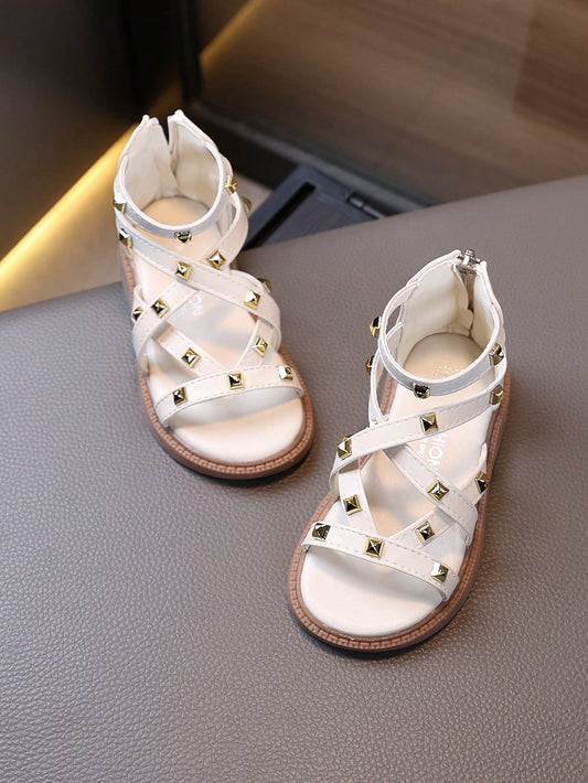 1 Pair Baby/Toddler Girls Metal Decor Fashion Roman Sandals