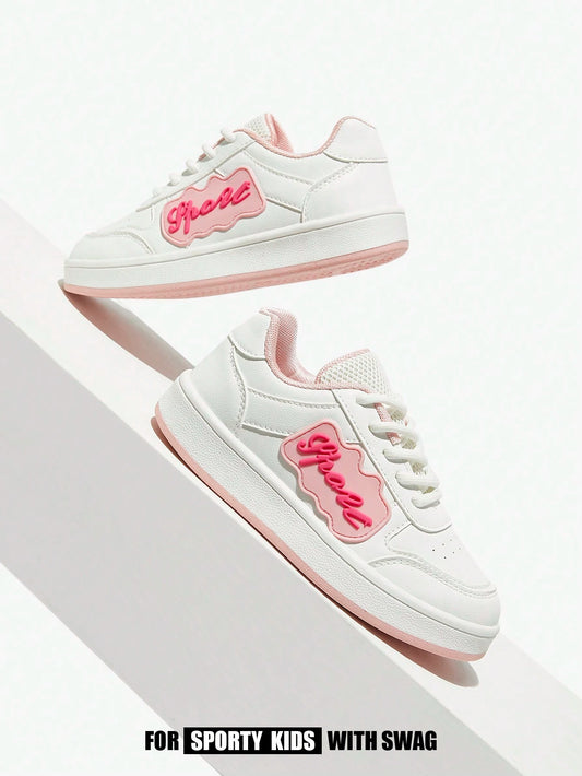 1 Pair White Simple Designed Sneakers