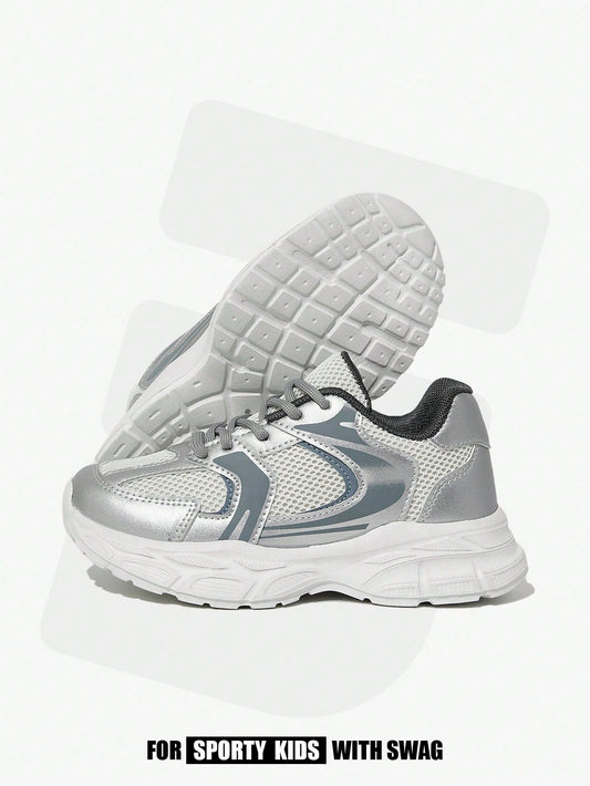 1 Pair Children's Silver Color Chunky Sneakers Silver