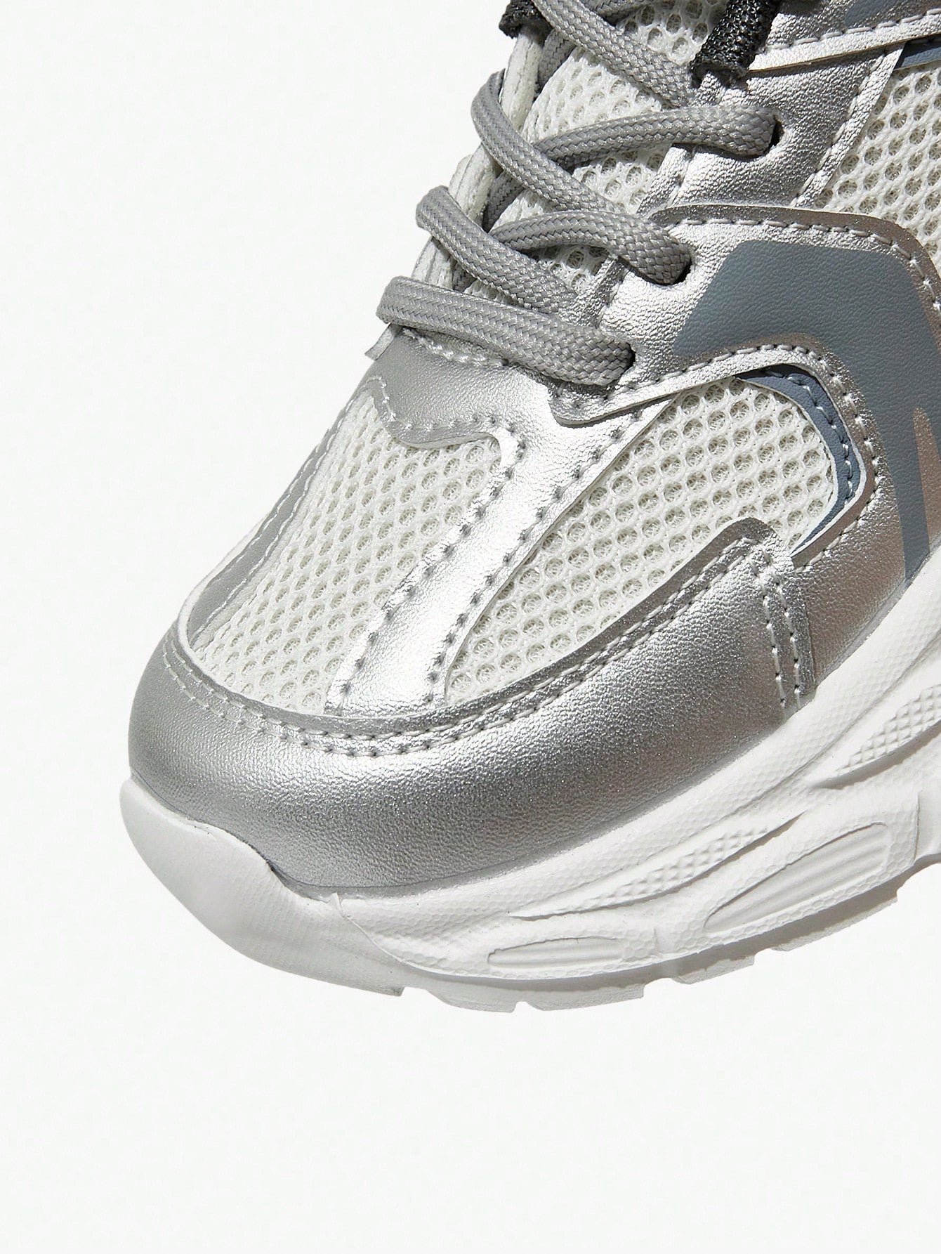 1 Pair Children's Silver Color Chunky Sneakers