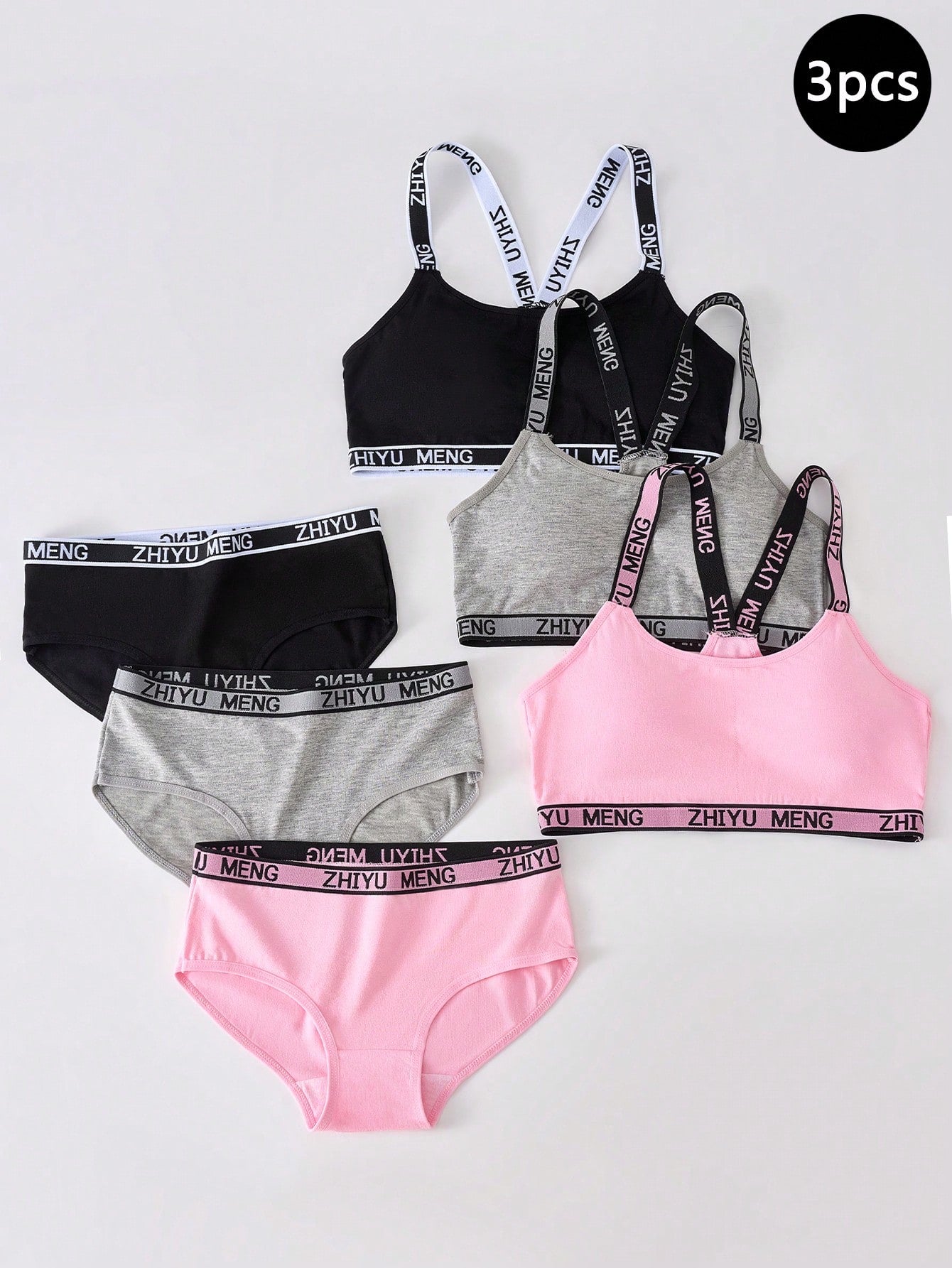 Tween Girls Minimalist Fashion Bra & Panty Set Multicolor 2