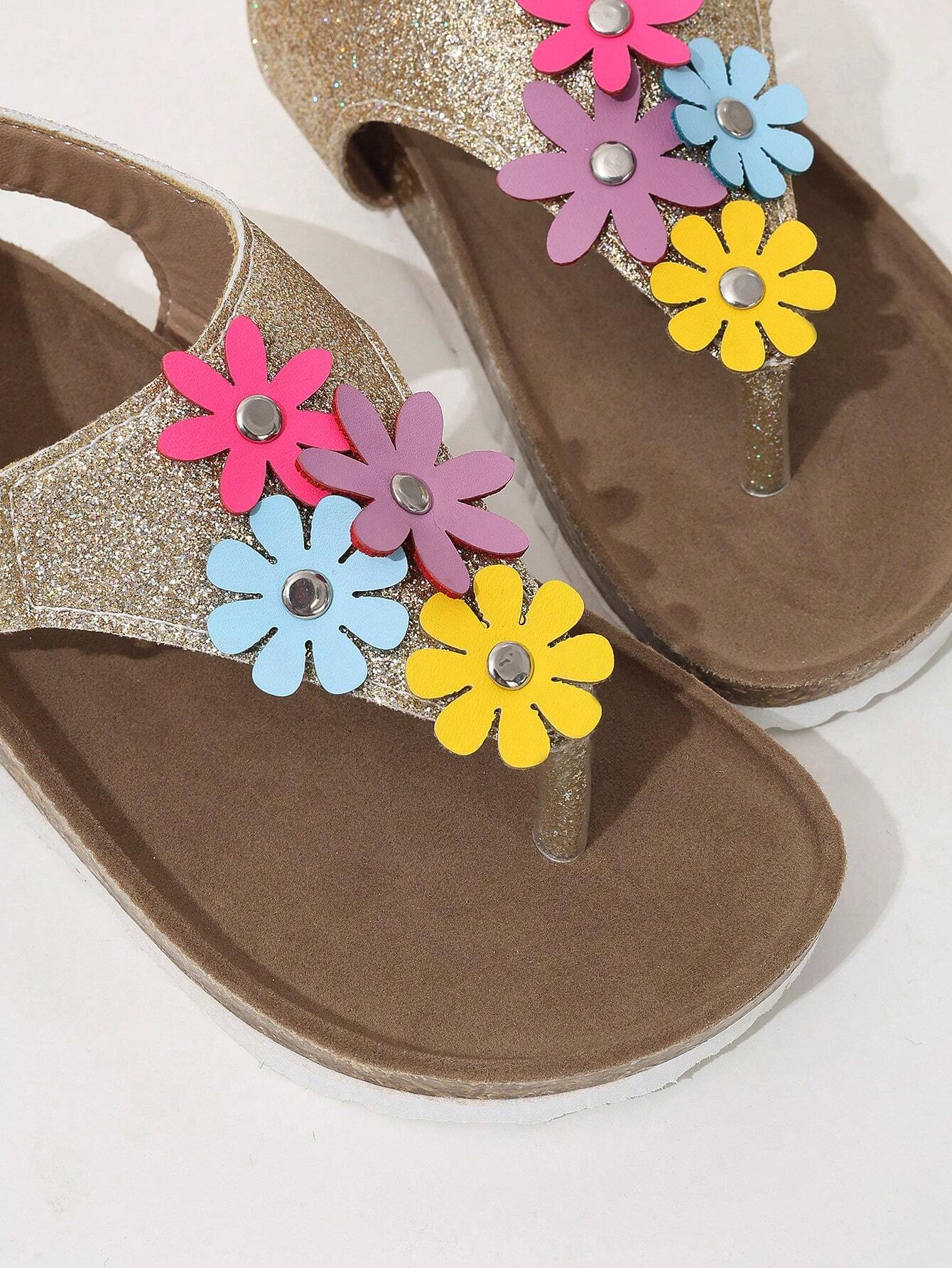 Kids' Fashionable Floral Decor Flip Flops