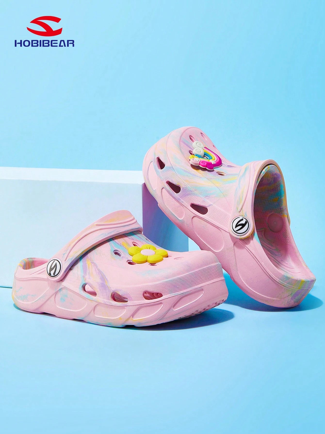 1 Pair White Fashionable Cute Wooden Clogs