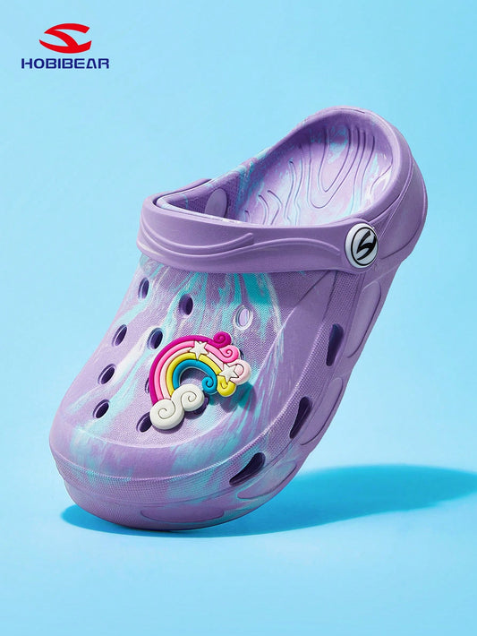 1 Pair White Fashionable Cute Wooden Clogs Mauve Purple