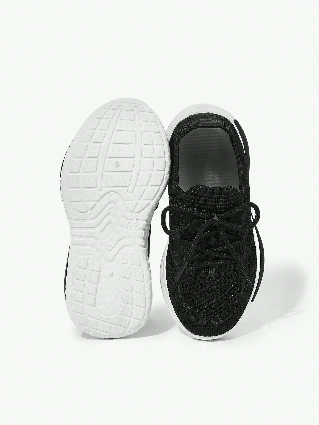 JNSQ 1 Pair All-Match Casual Versatile Breathable Lace-Up Boys Black Soft Sole Sneakers