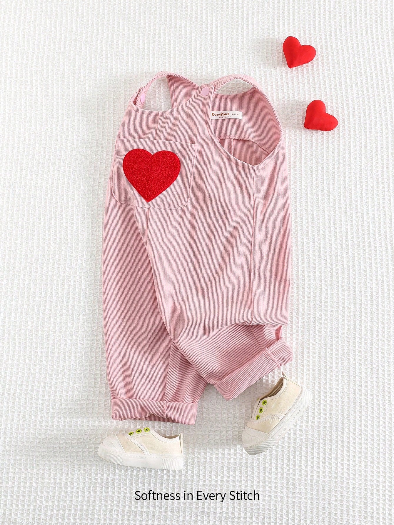 Heart Print Sleeveless Casual Sports Jumpsuit With Overall For Baby Girls Multicolor