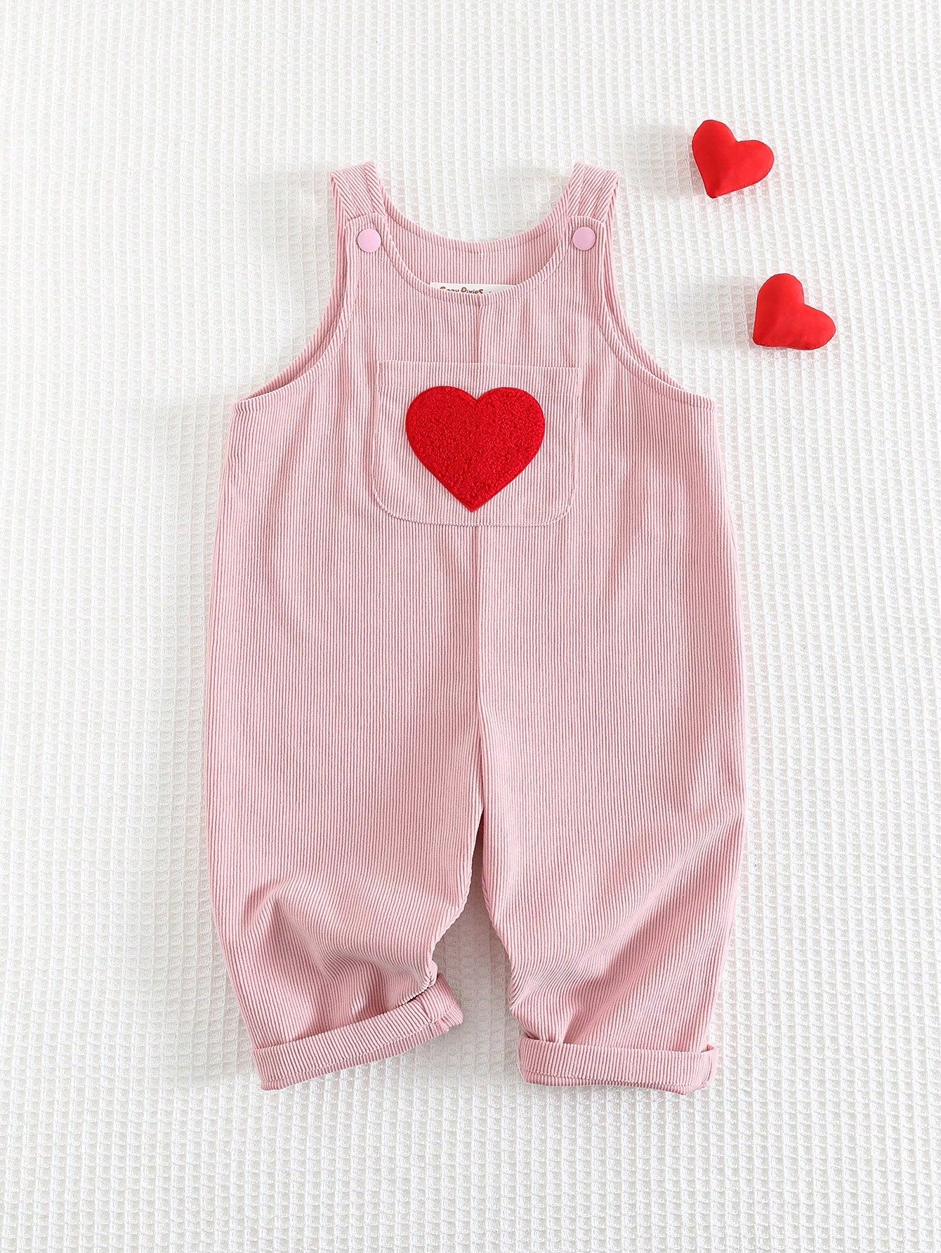 Heart Print Sleeveless Casual Sports Jumpsuit With Overall For Baby Girls