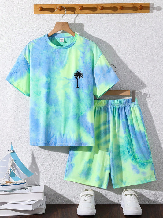 Tween Boy Tie-Dye Short Sleeve T-Shirt And Shorts Set