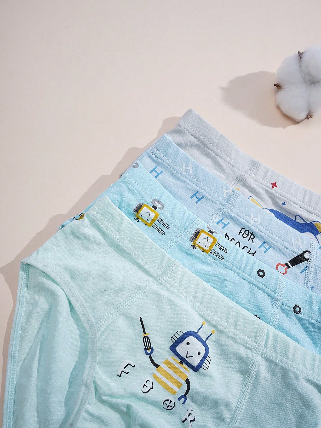 4pcs Young Boys Cartoon Style Soft & Comfortable Briefs