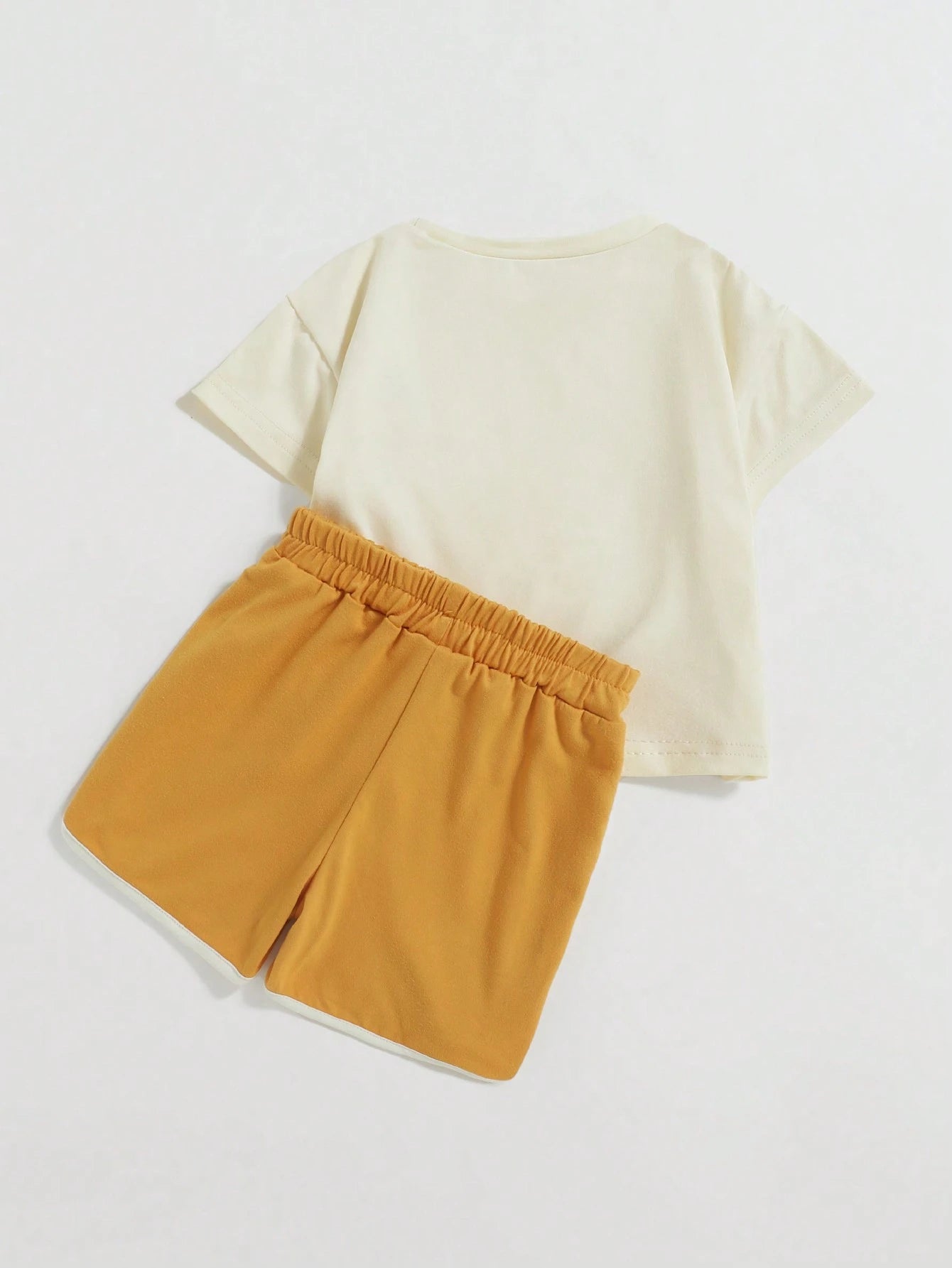 2pcs Baby Girls' Cute Bunny Embroidery Casual Short Sleeve Top And Shorts Set