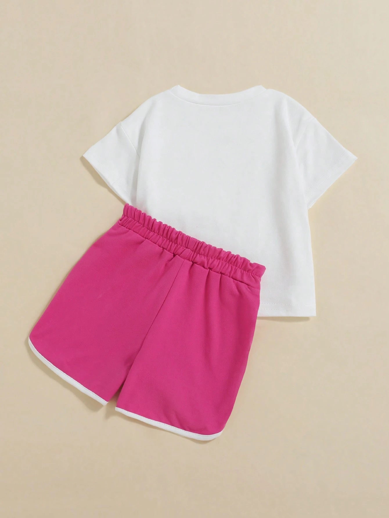 2pcs Baby Girls' Cute Bunny Embroidery Casual Short Sleeve Top And Shorts Set