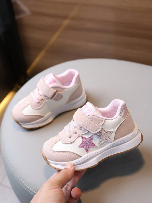 New Soft Soled Non Slip Leather Surface Children's Sports Shoes Pink