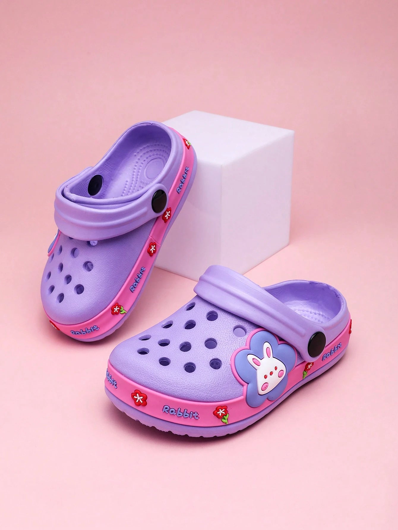 Cartoon Rabbit Hollow Out Backless Slippers Purple