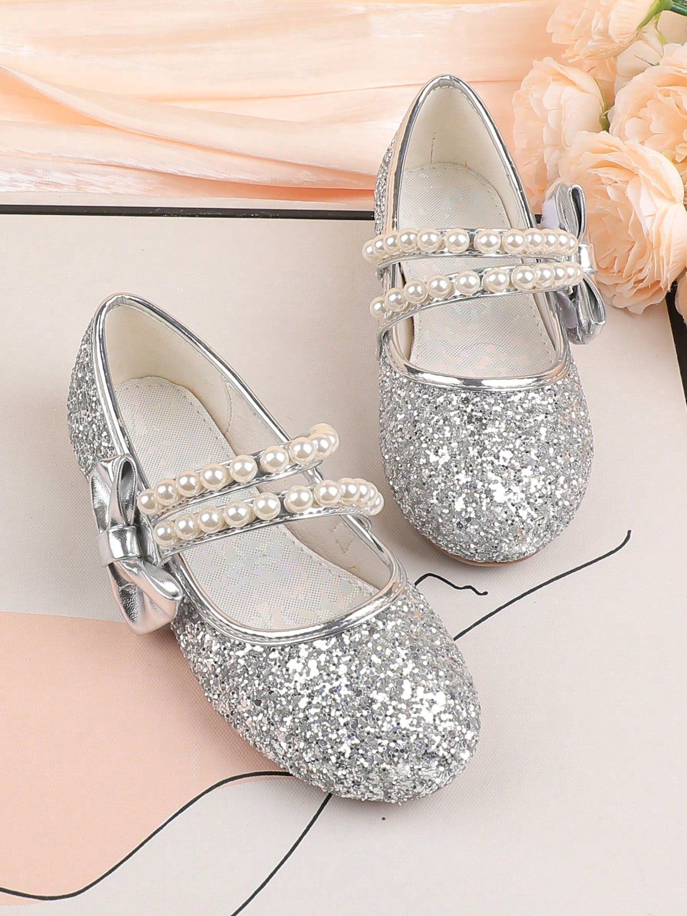 Children Girls Mary Jane Dress Shoes Silver