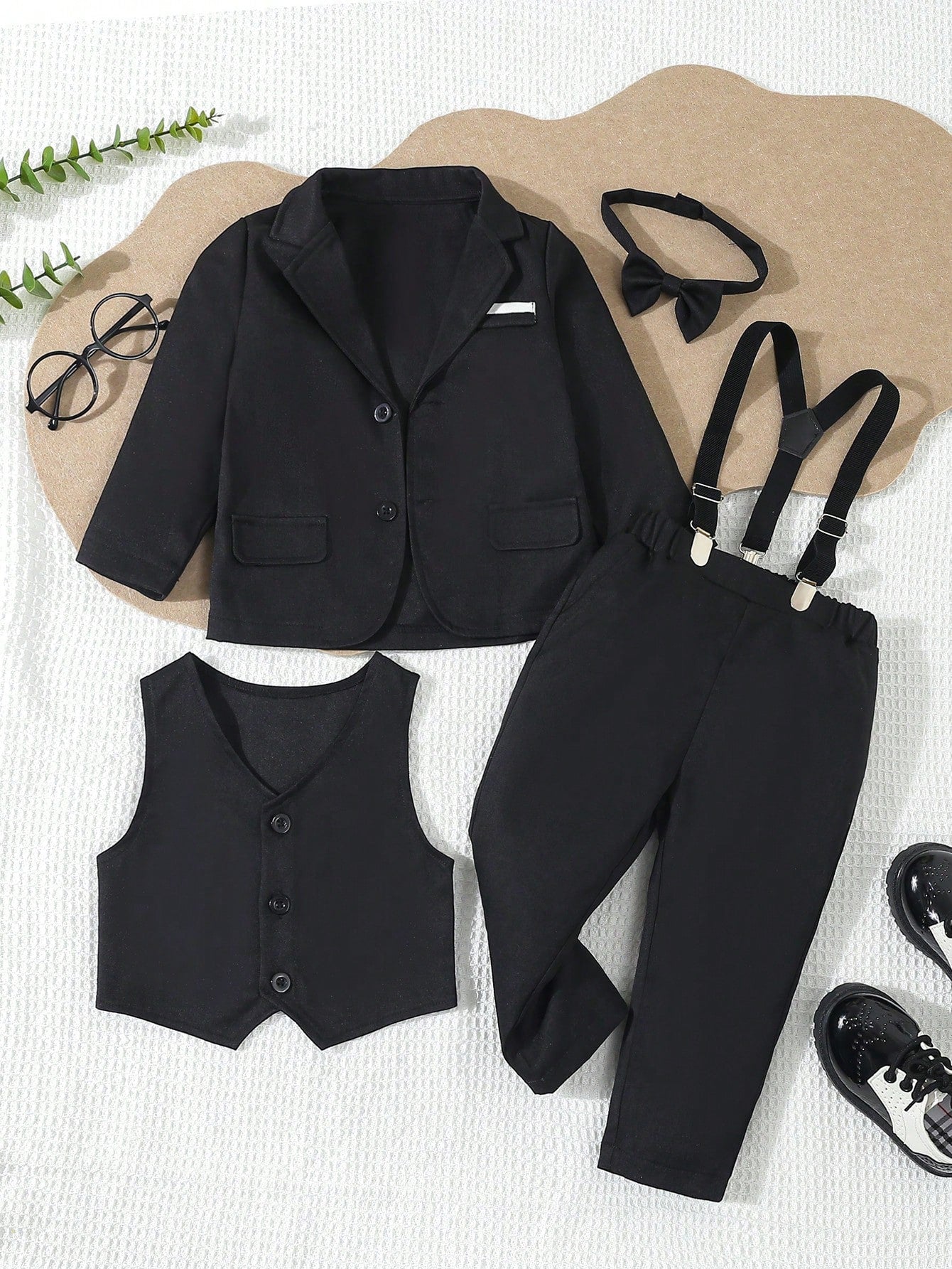 4pcs Toddler Boys Formal Gentleman Outfit Set Black