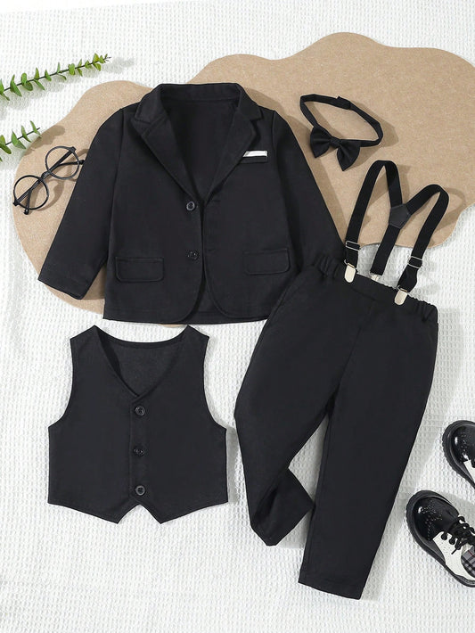 4pcs Toddler Boys Formal Gentleman Outfit Set Black