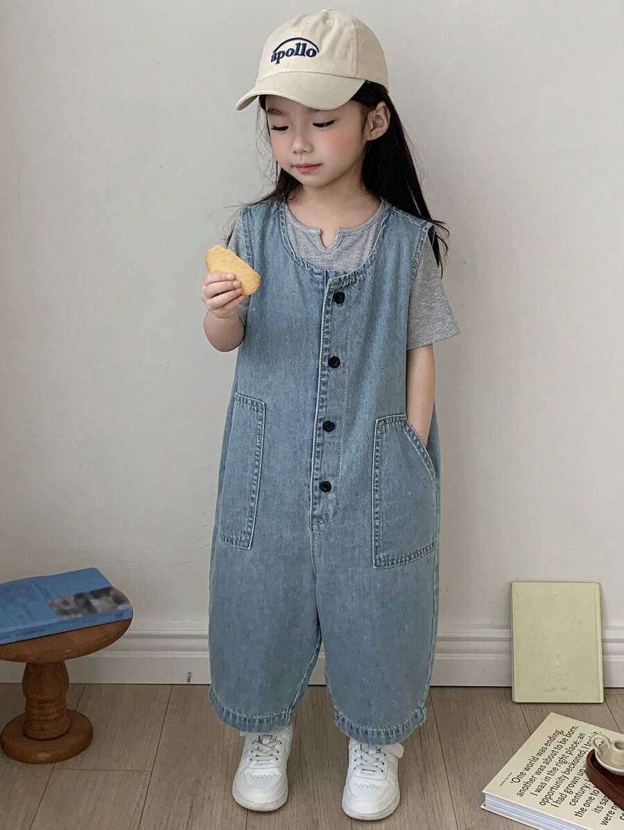 Young Girl Denim Bib Pants And Jumpsuit