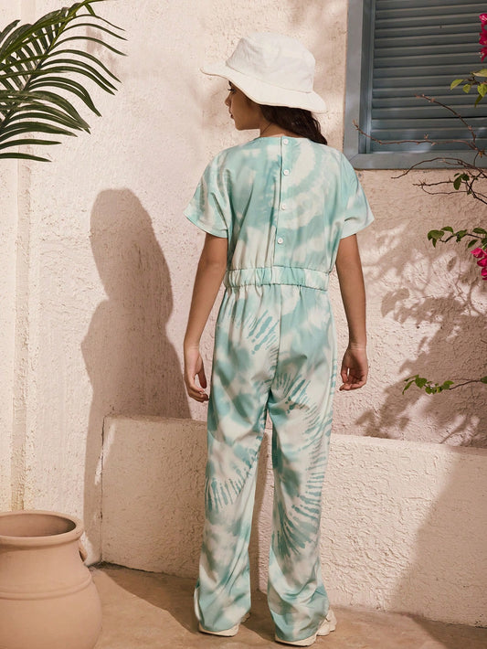 Tween Girl' Jumpsuit, Urban Leisure Style, Girls' Green Long Pants Jumpsuit