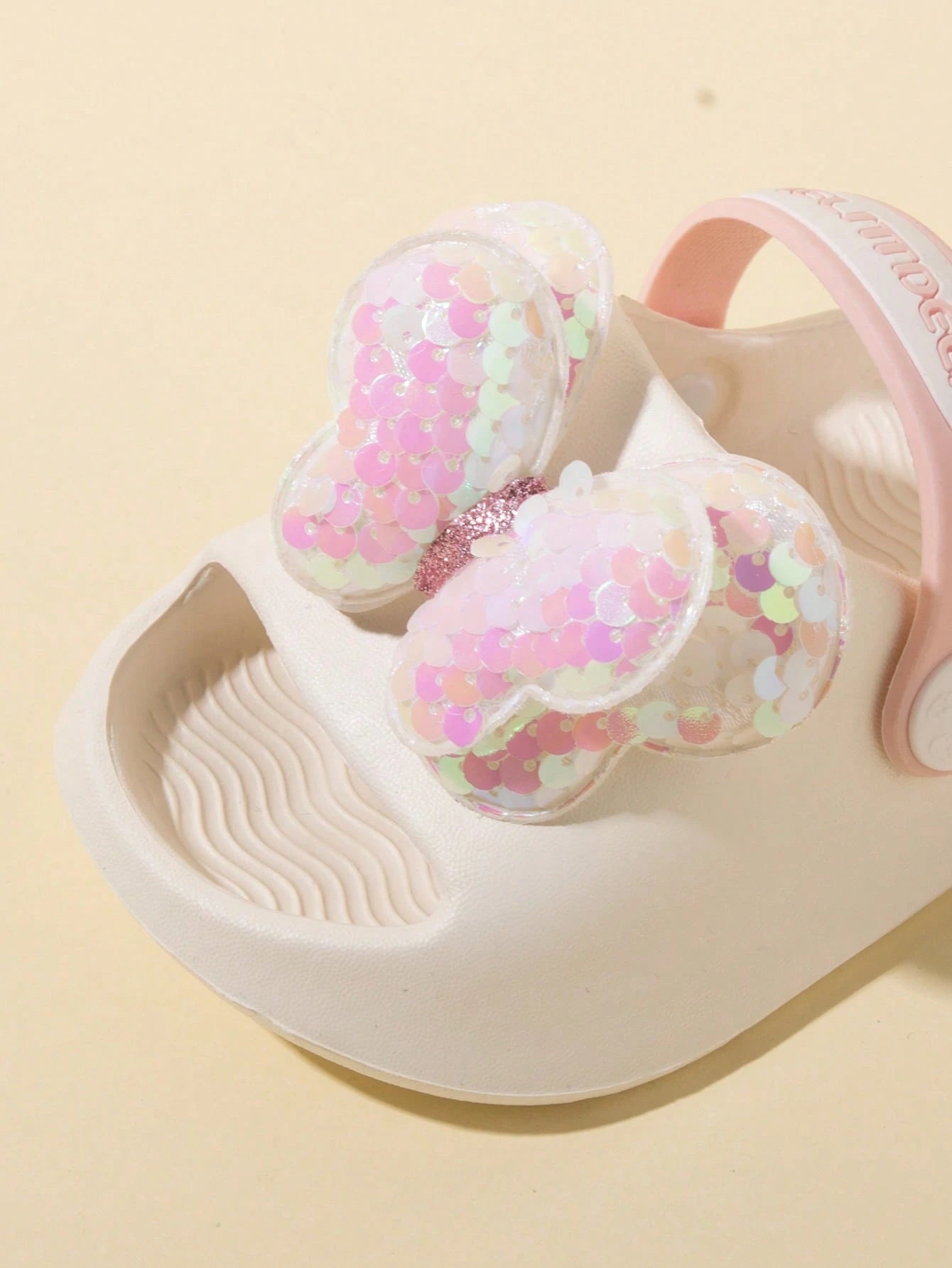 Girls' Fashion Cute Sequined Bow Open Toe Slippers